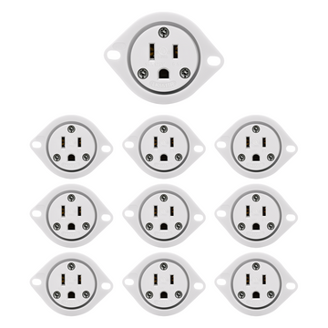 Enerlites Straight Blade Flanged Outlet, 15A, 5-15RFO